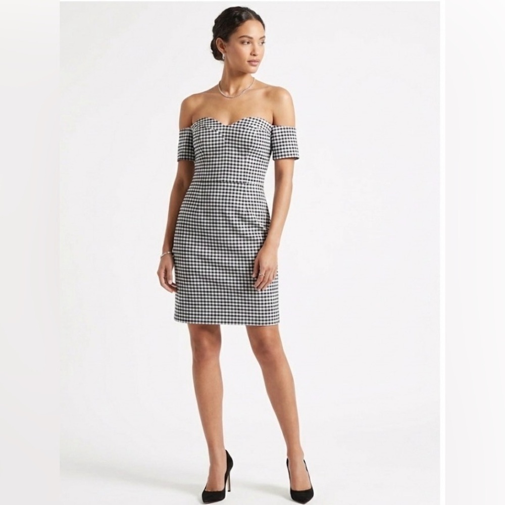NWT Guess Women’s Gingham Off-Shoulder Mini Dress Size 2